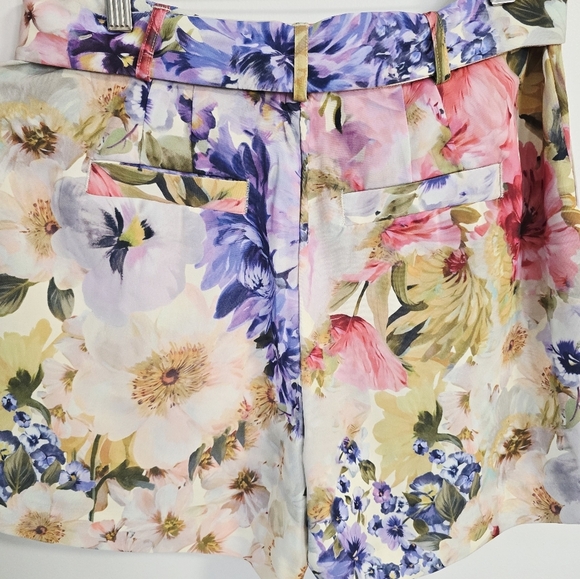 Jason Wu Multicolor Floral High Waist Shorts Pockets Belt Size 8 M - Picture 8 of 8
